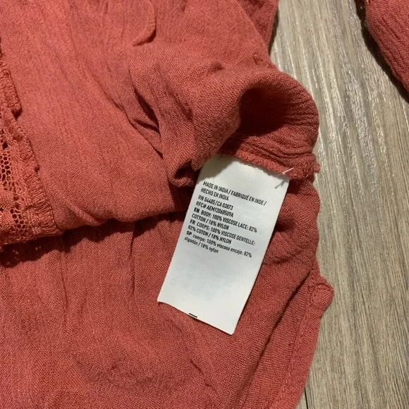 American Eagle Button Up Blouse w/ Flower Lace, Dusty Rose, XL - Picture 6 of 8